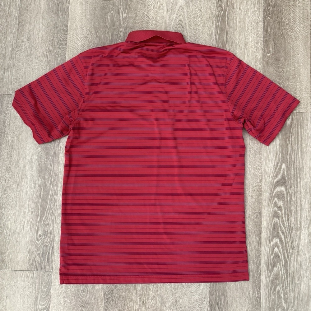 Masters Performance Short Sleeve Polo Men's Medium Red Blue Striped Stretch - Picture 3 of 5